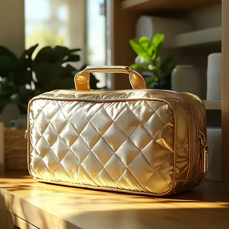 Bolsa cosmética para organizador de viajes de cuero sintético acolchado