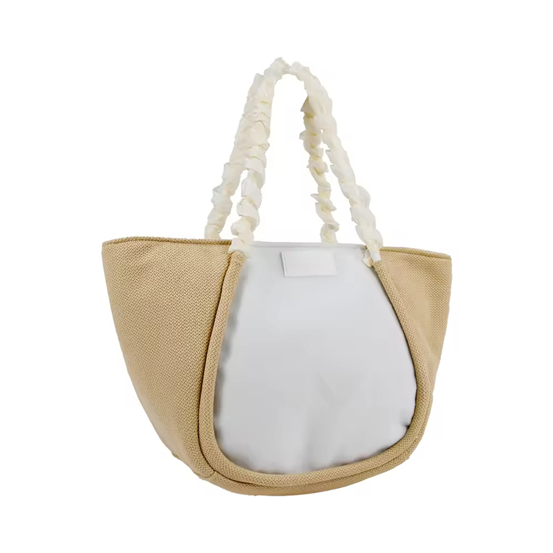 Bolsa de compras de tela tejida de gran capacidad con bolsillos