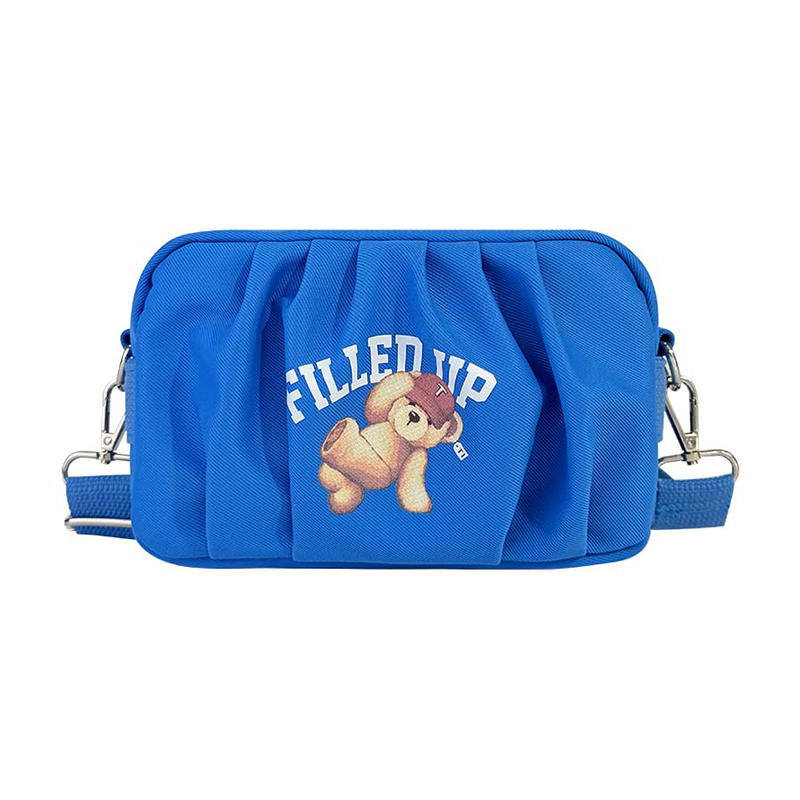 Bolso de hombro con osito de peluche con pliegues y nubes