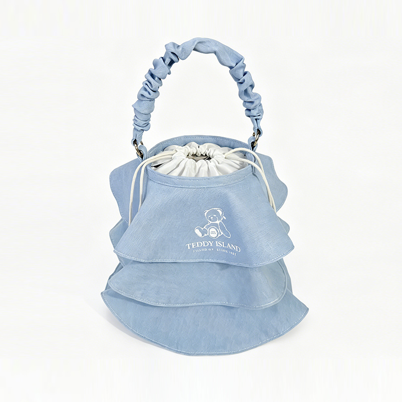 Bolso de mezclilla tipo peluche con falda con volantes dulces