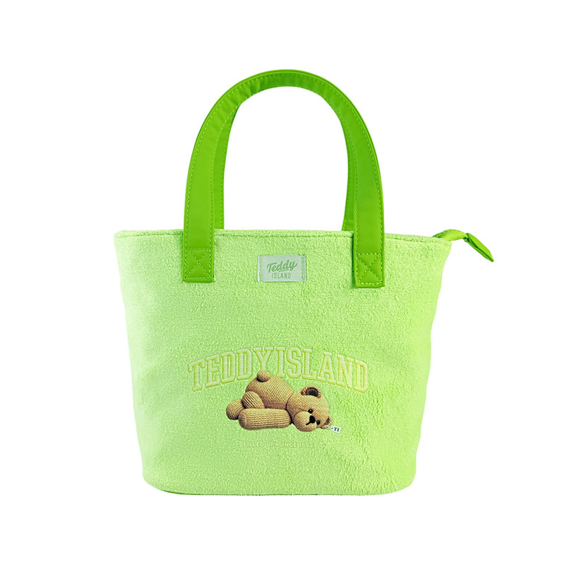 Bolso tote de mano de peluche de rizo suave verde aguacate