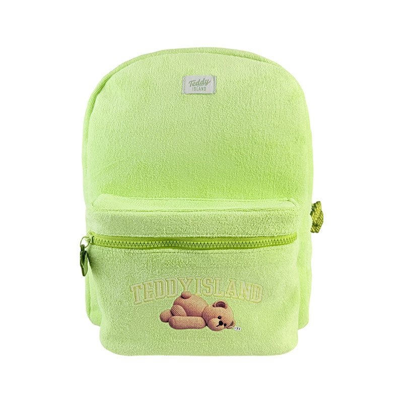 Mochila de peluche de tela de felpa verde aguacate informal suave